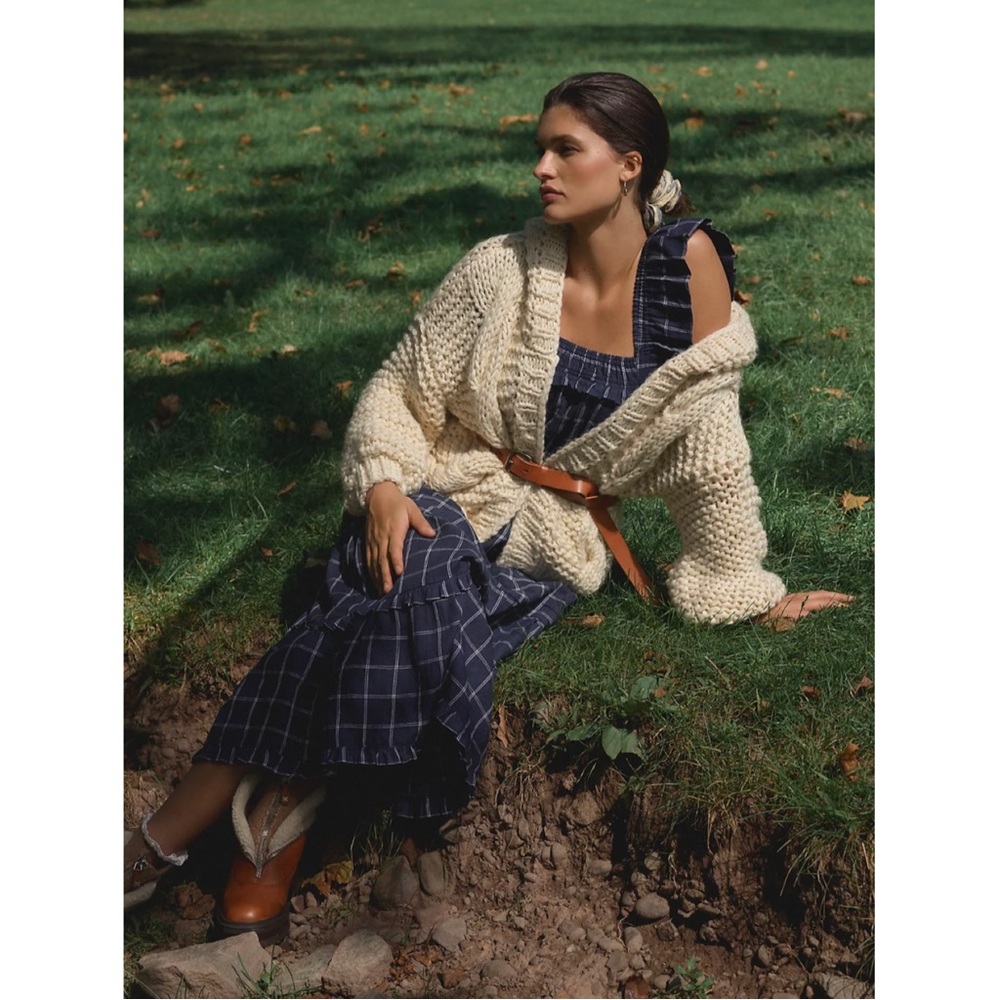 Greylin Anthropologie cable Knit Hooded Cardigan chunky